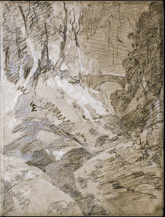 JMW Turner sketch 1802 Natural Bopulder Crossing Point of the Guiers Mort River